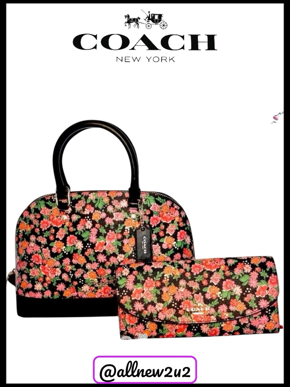 COACH Sierra Posey Cluster Floral Coated Canvas Satchel Bag